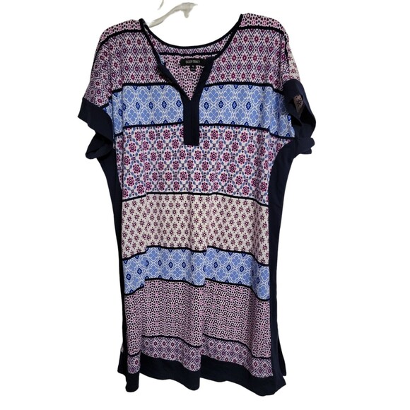 Ellen Tracy Blue & Purple Floral Dress size Size Medium Soft Lounge Comfortable - Picture 5 of 6